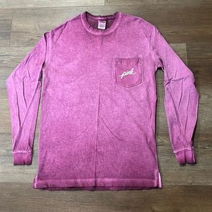 Purple acid was long sleeve shirt.